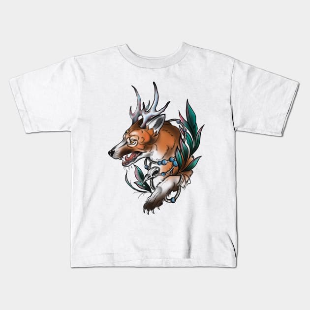 HornyFox Kids T-Shirt by OktInk